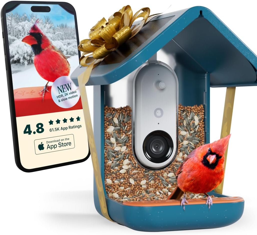 Birdbuddy PRO Solar Smart Bird Feeder with Camera - AI Bird Species Identificati...
