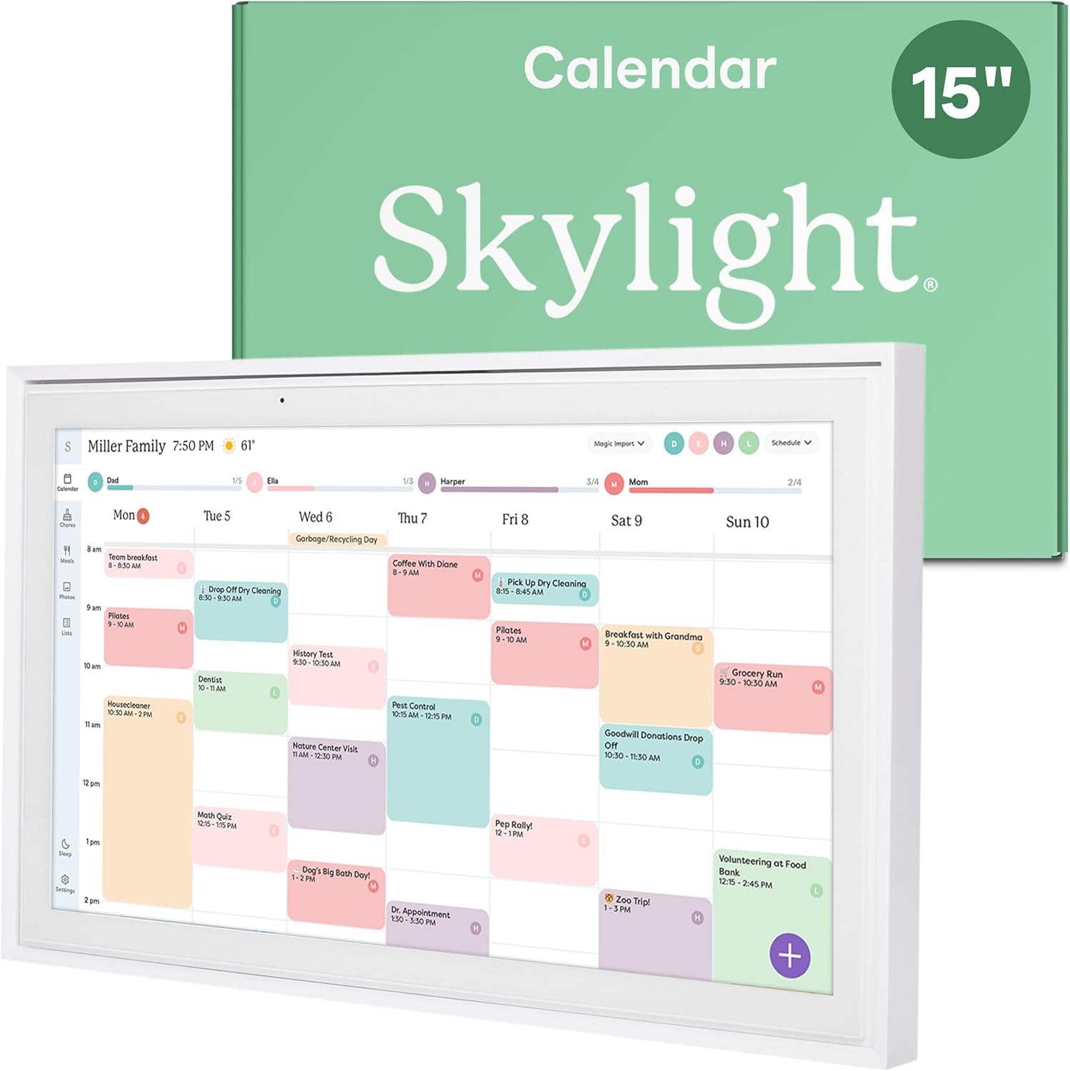 Skylight Calendar: 15-inch Wall Planner Digital Calendar & Chore Chart, Smart To...