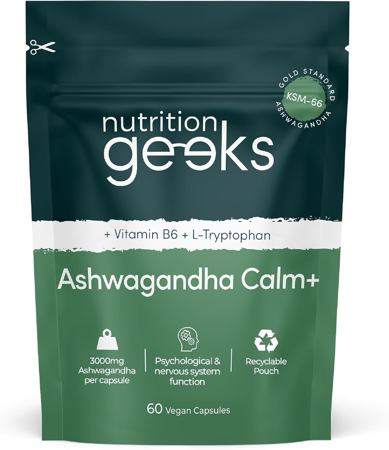 Ashwagandha KSM 66 Complex – 3000mg Enhanced with L-Tryptophan & Vitamin B6 (2 M...