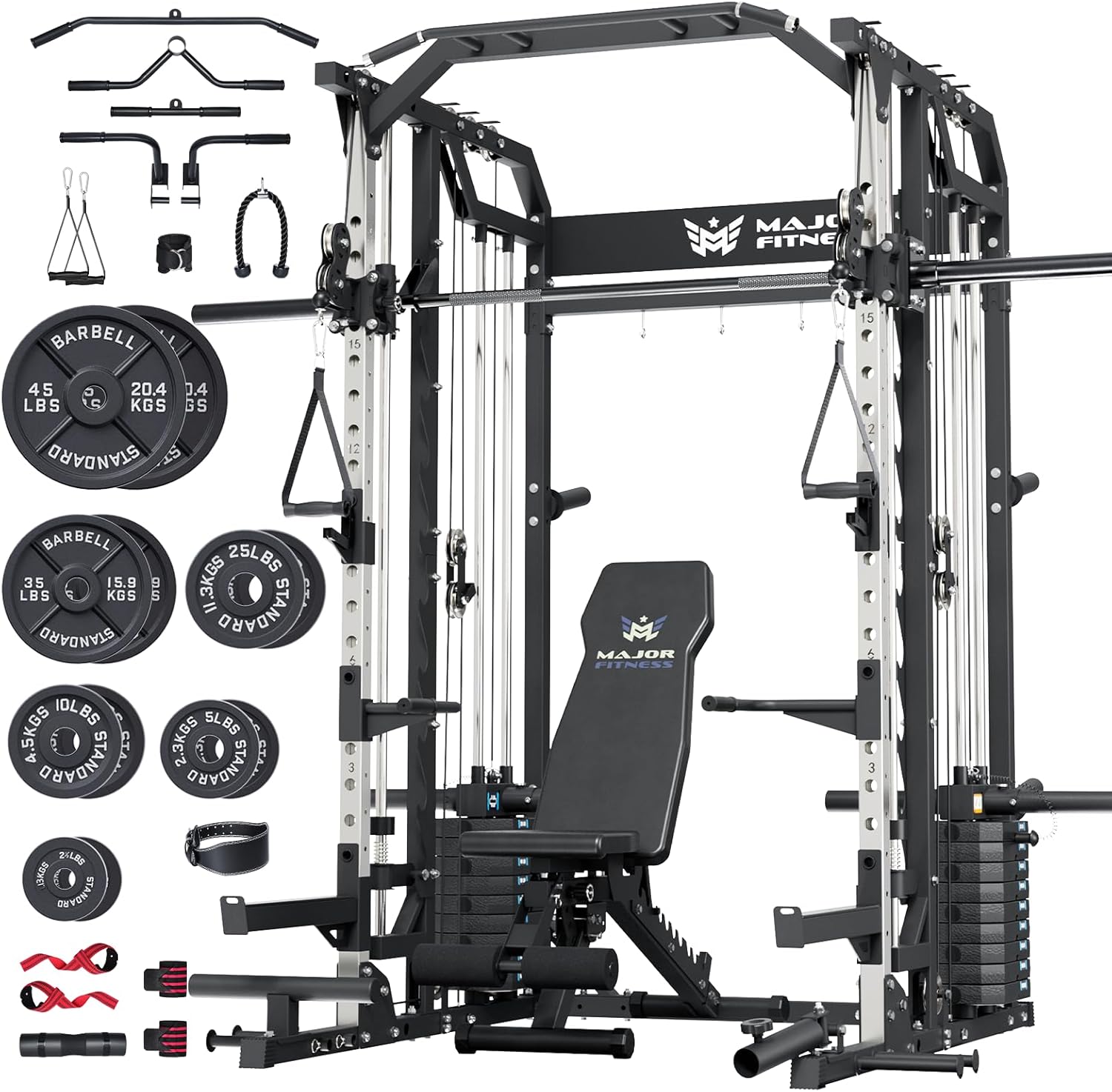 Major Fitness Drone2 Advanced Training Smith Machines– All-in-One Home Gym Squat...