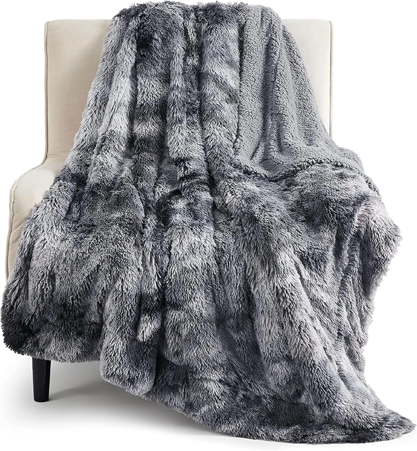 Bedsure GentleSoft Fluffy Fuzzy Faux Fur Throw Blanket for Couch, Soft Sherpa Fl...