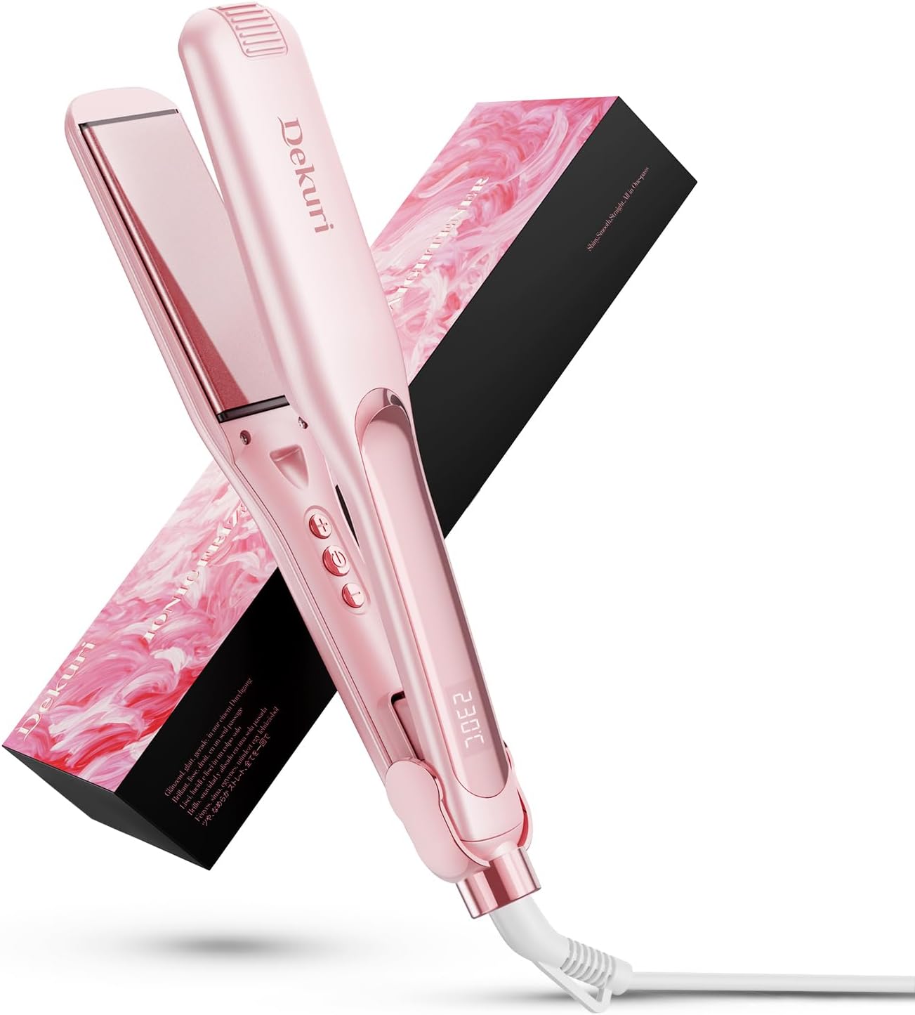Dekuri Hair Straighteners, 42mm Wide Plate Flat Iron, Frictionless Water-Based C...