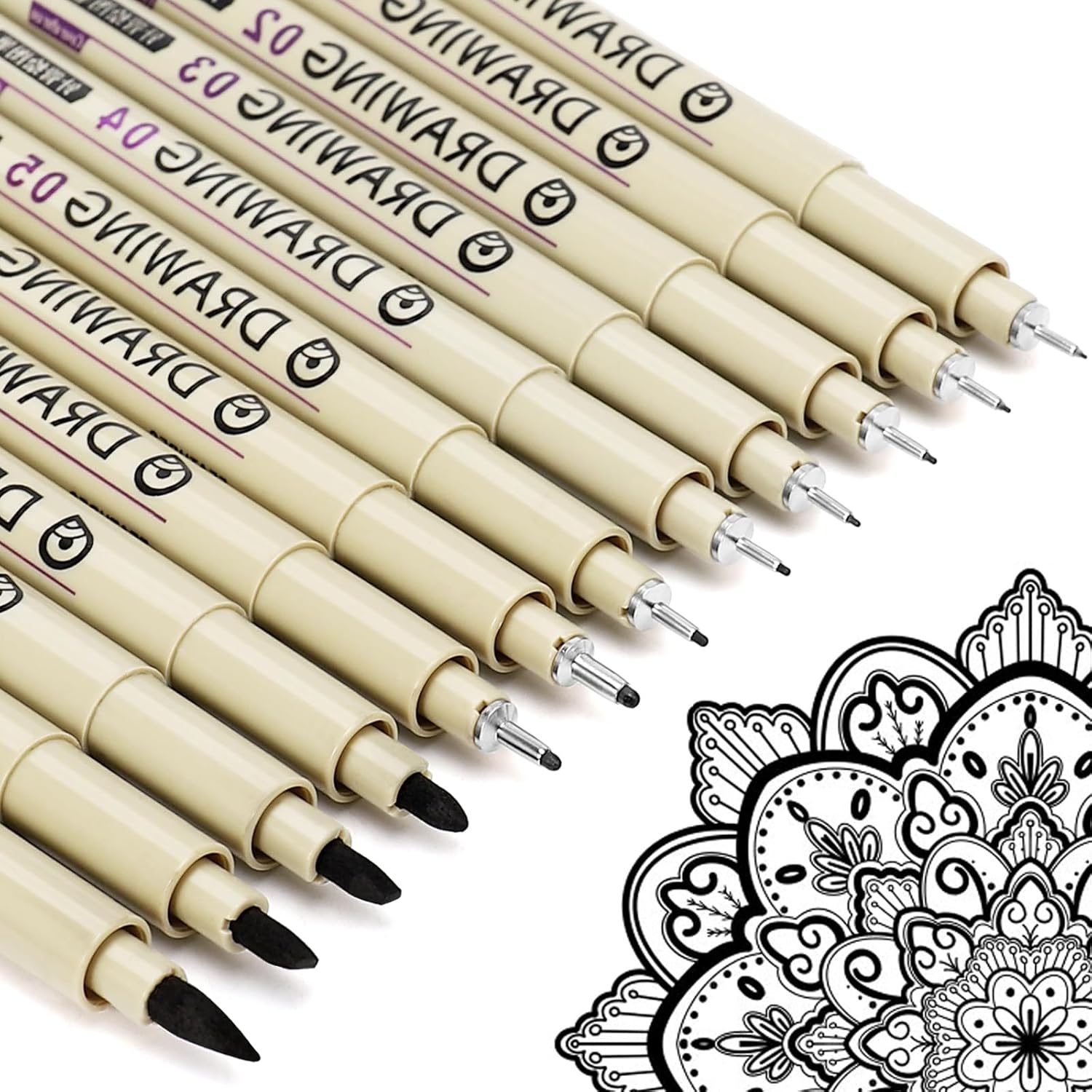 Muchcute Micro Fineliner Art Drawing Pens:12 Black Fine Liner Waterproof Ink Set...