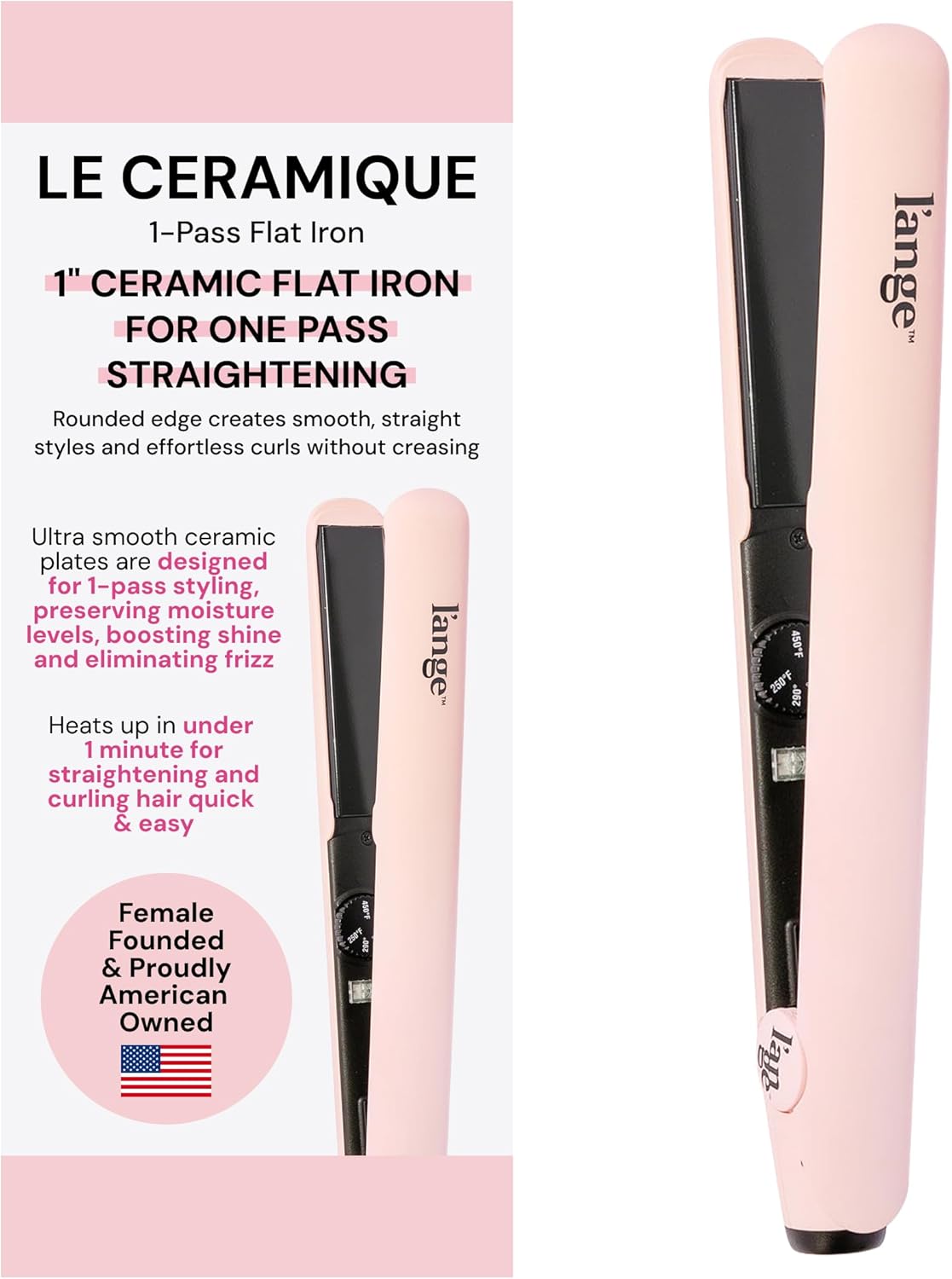 L'ANGE HAIR Le Ceramique 1-Pass Flat Iron Hair Straightener | Fast Heating Ceram...