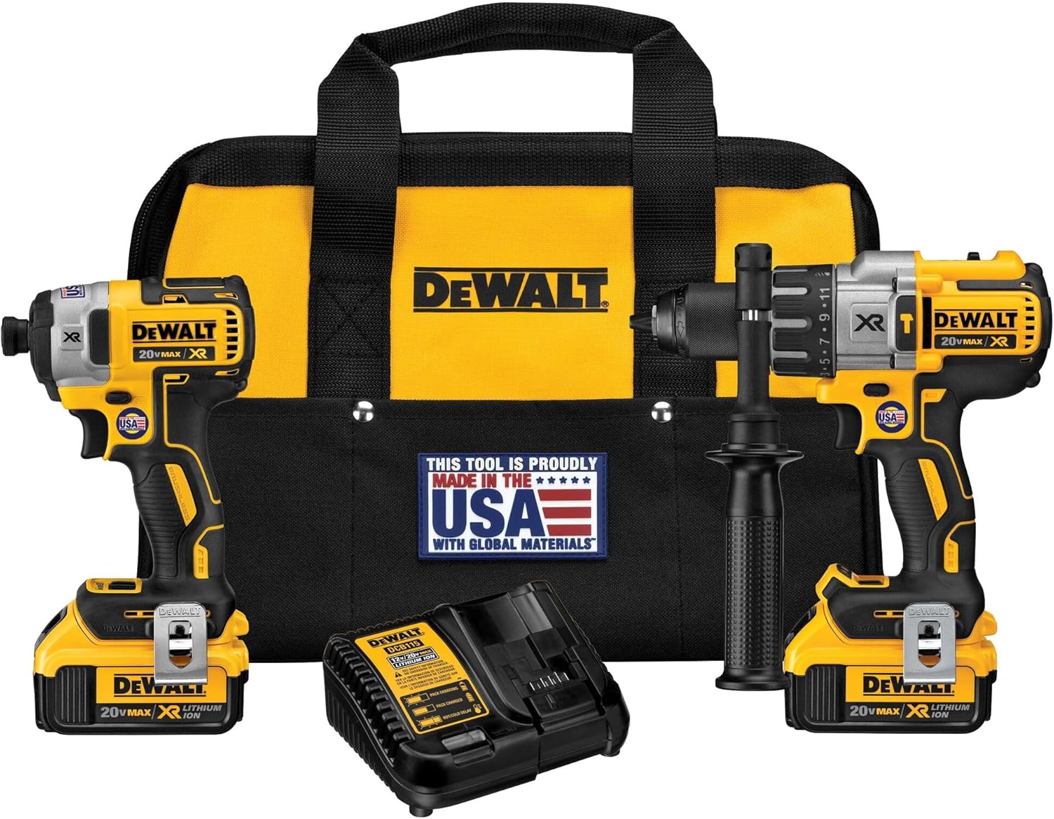 DEWALT 20V MAX Hammer Drill and Impact Driver, Cordless Power Tool Combo Kit wit...