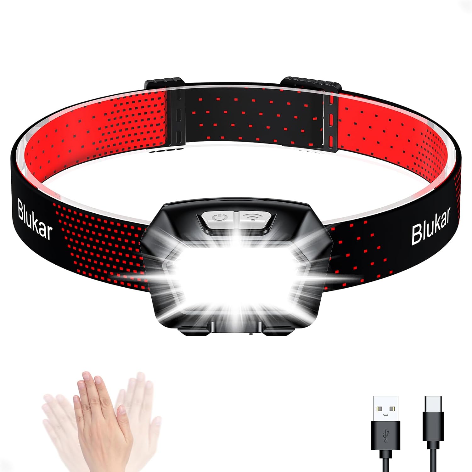 Blukar Head Torch Rechargeable, 2000L Super Bright Headlamp Waterproof Headlight...
