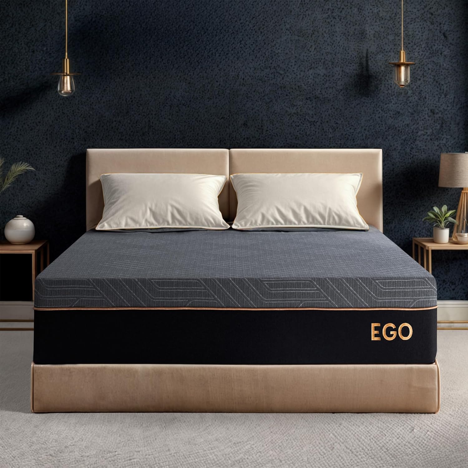 EGOHOME 12 Inch Queen Mattress, Copper Gel Cooling Memory Foam for Back Pain Rel...