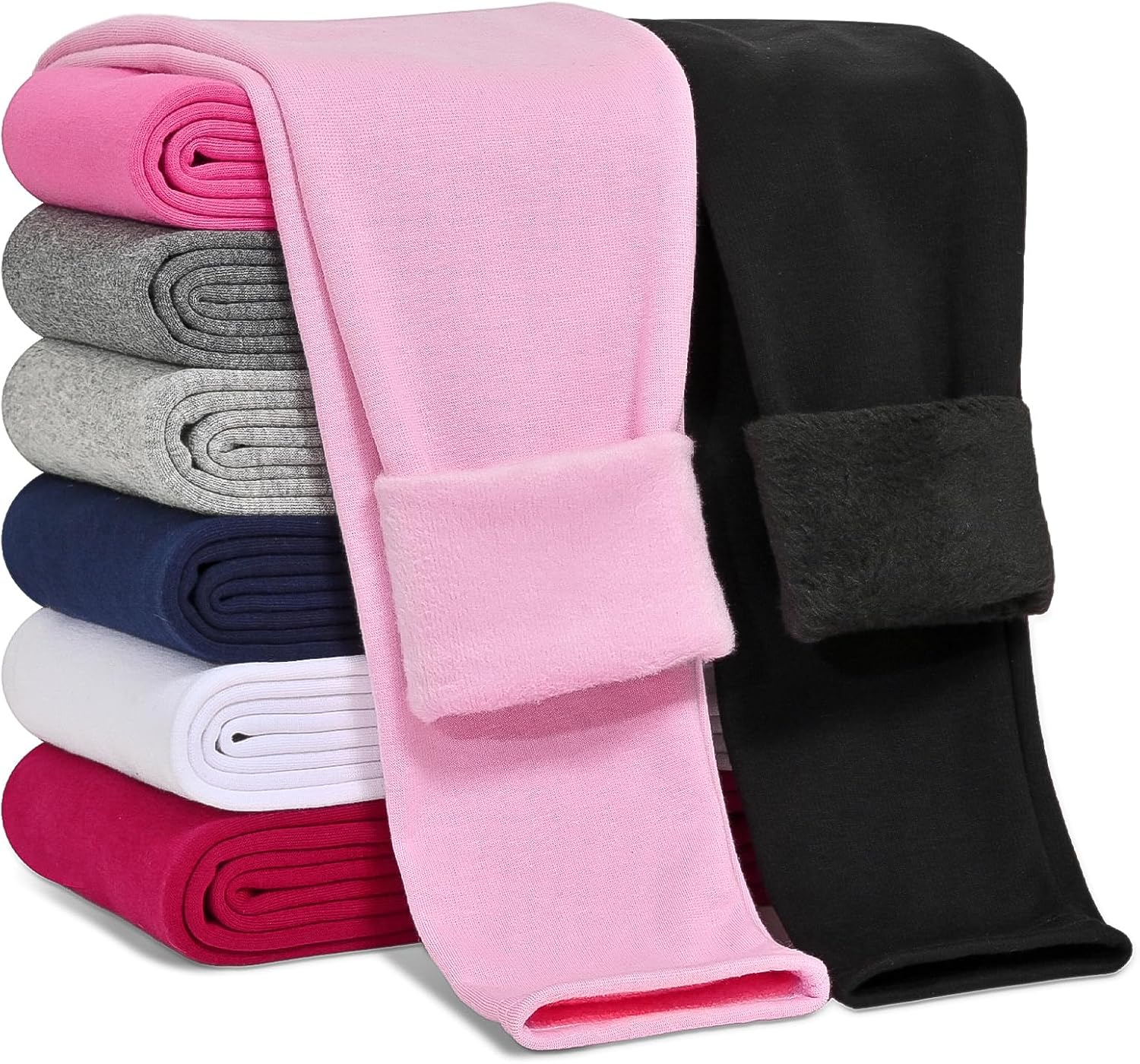 Girls Fleece Lined Leggings, Special Cotton Winter Warm Leggings for Kids, High-...