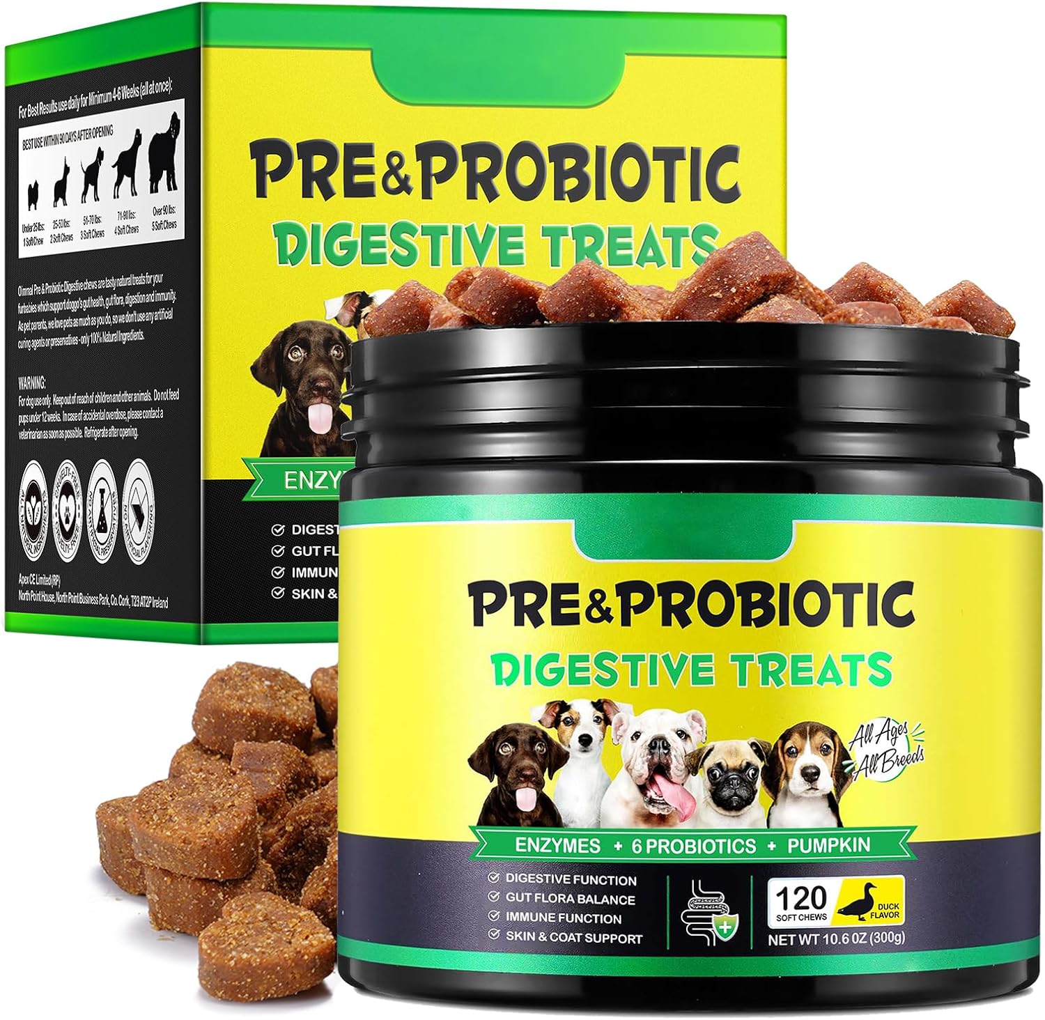 Probiotics for Dogs, 120 Chews Dog Probiotics Supplements - Supports Gut & Diges...
