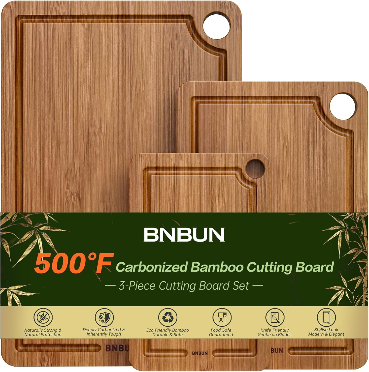 High-Quality Bamboo Cutting Board, Special Wooden Cutting Board 3-Piece Set, Uni...
