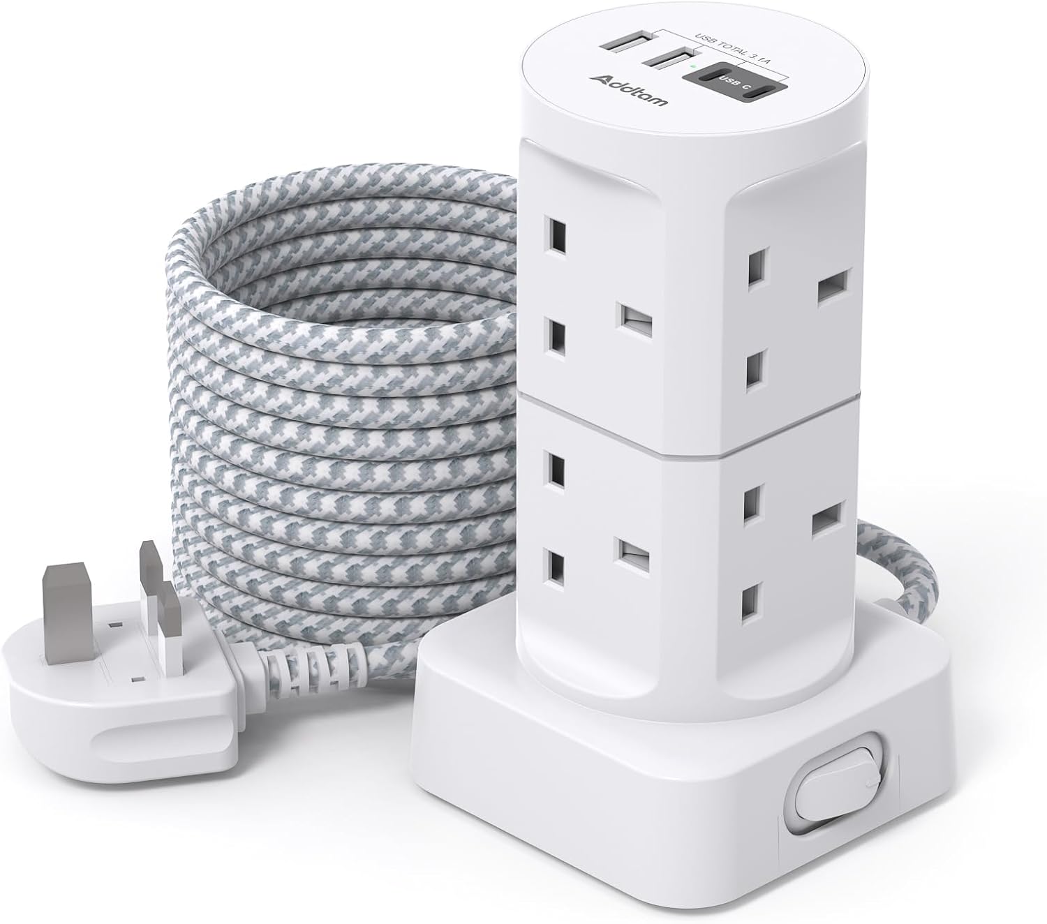 Tower Extension Lead, Special Extension Tower with USB Slots, High-Quality 13A 3...