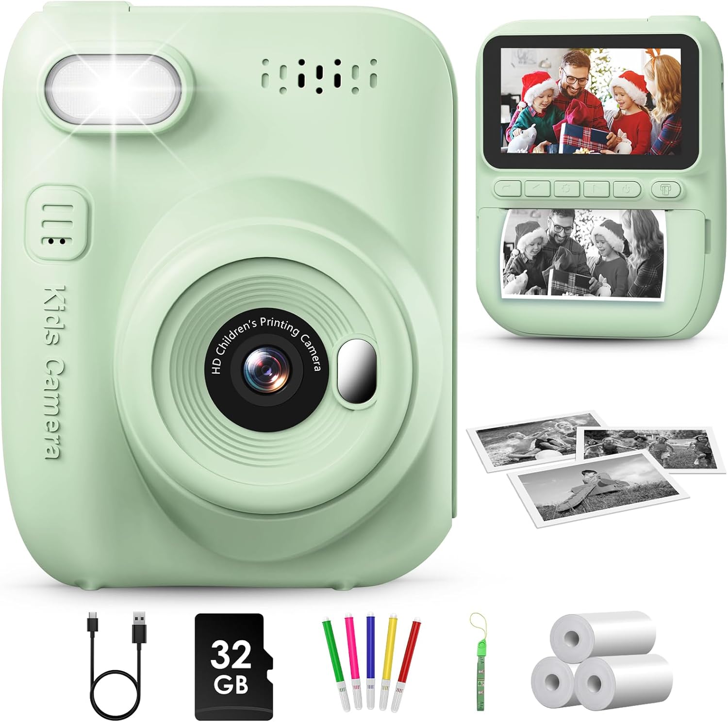 GREENKINDER Kids Camera, Innovative Instant Print Camera for Kids with 3.0" Larg...