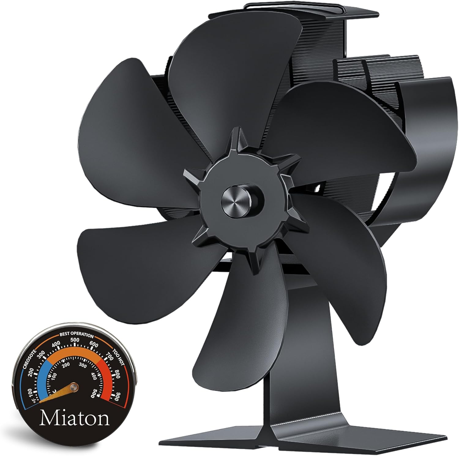 Log Burner Fan with Silent Operation, Innovative 6-Blade Stove Fans for Wood Bur...