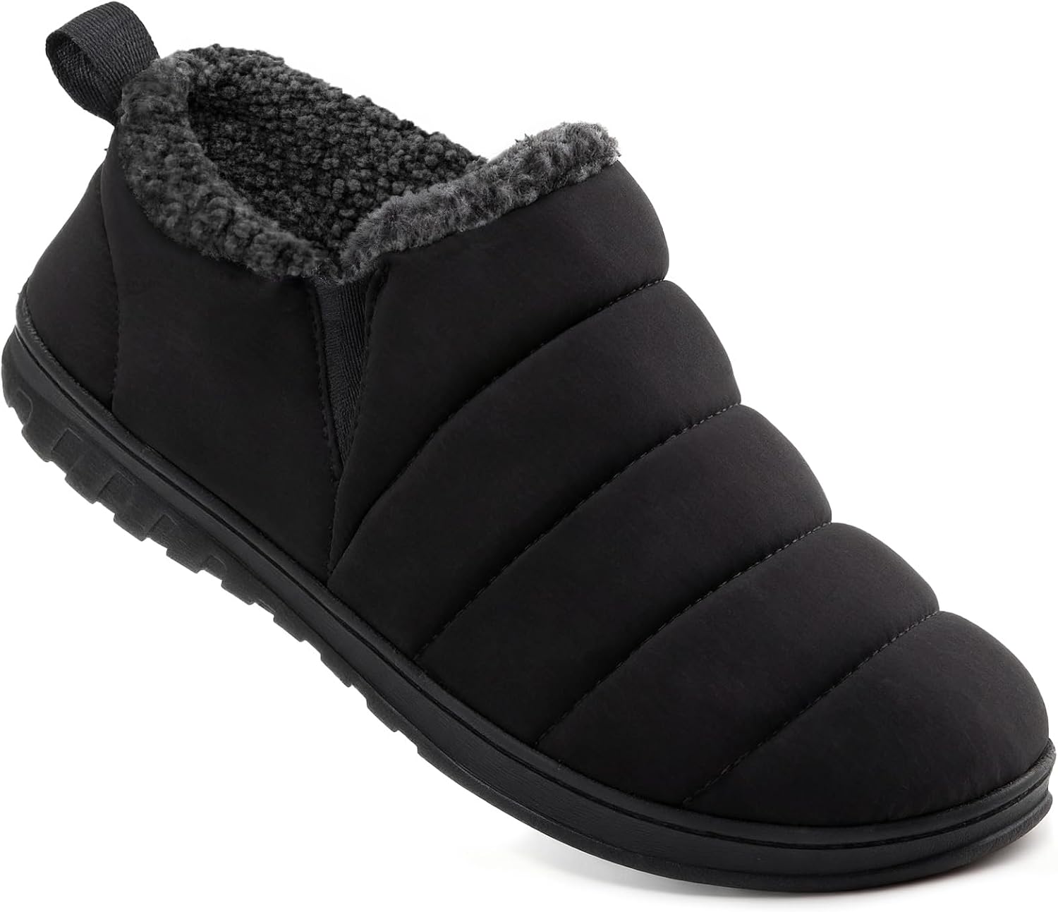 VeraCosy Men's Warm Quilted Memory Foam Ankle Mule Slippers with Elastic Gores 1...