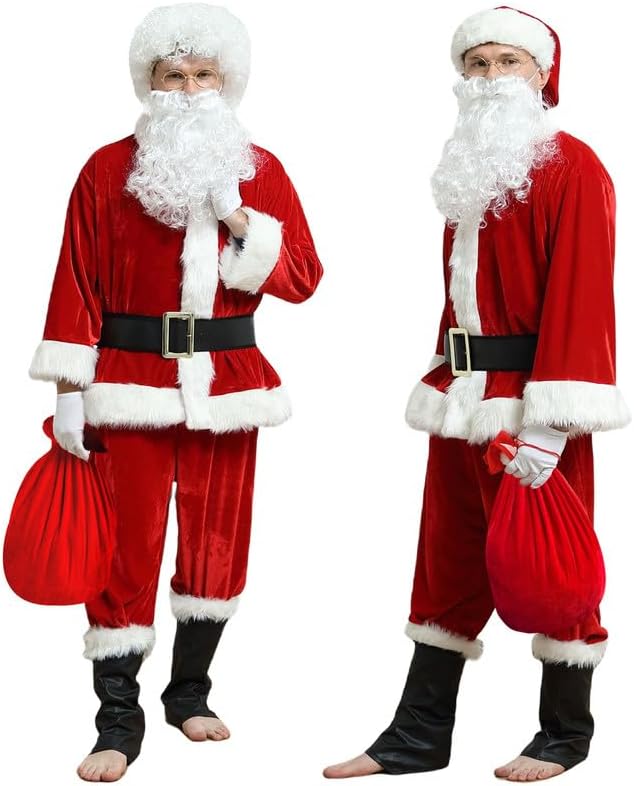 Santa Costume Adult Men-Father Christmas Outfit Adult Santa Suits Men, Luxury De...