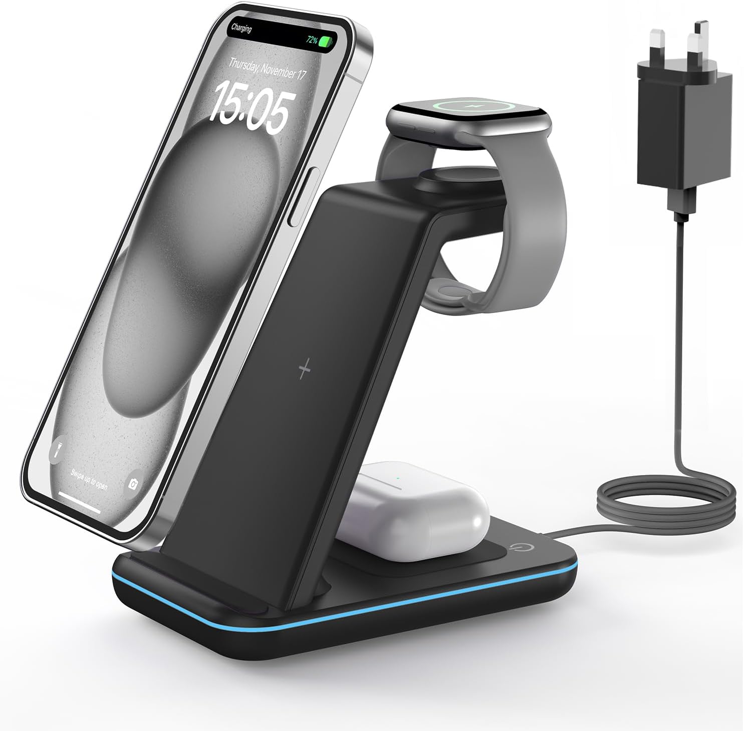 GEEKERA Wireless Charger, 3 in 1 Wireless Charging Station for iPhone Air/17/16/...