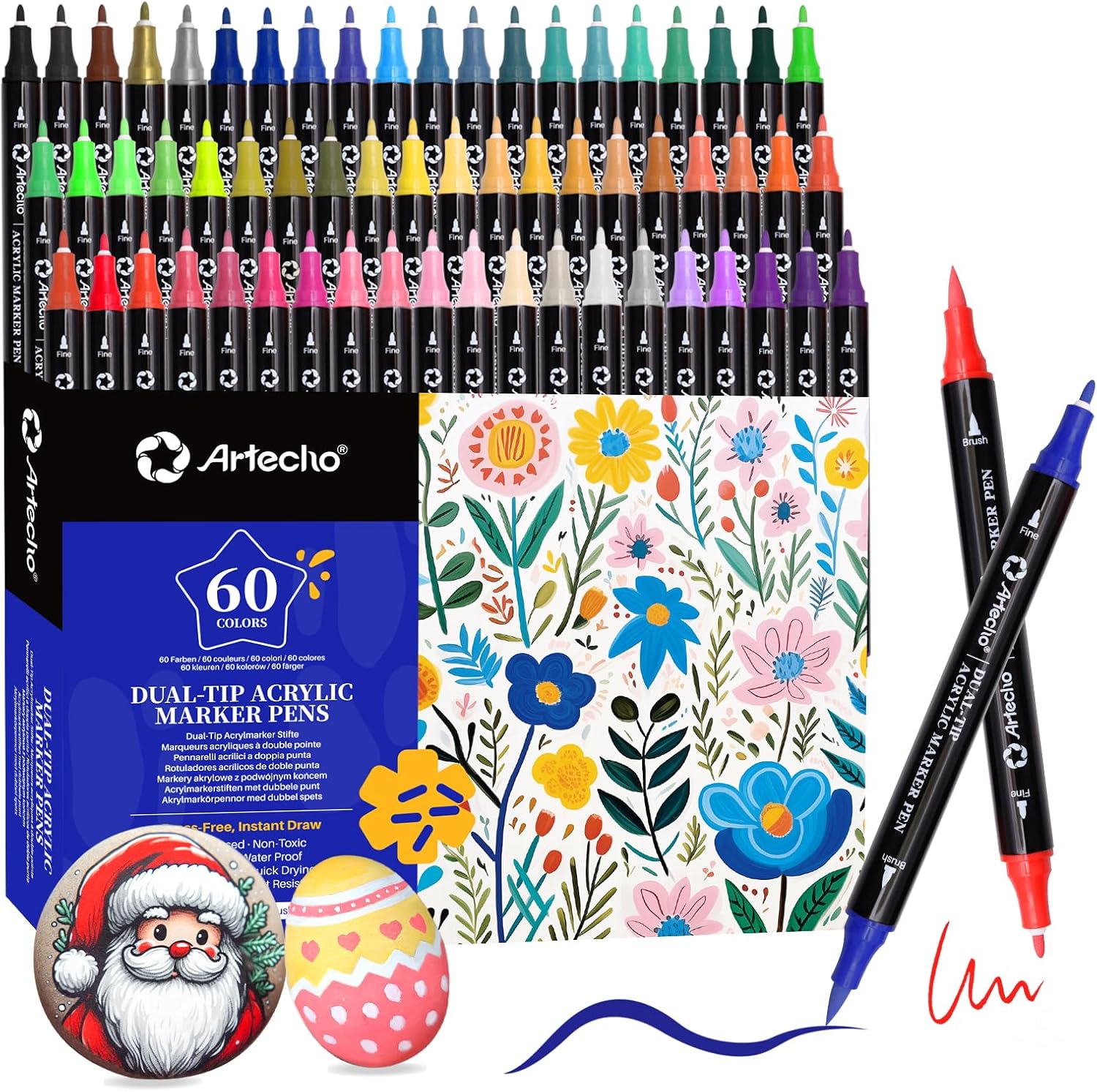 Versatile Artecho Acrylic Paint Pens, Special Paint Markers with Dual Tips, High...