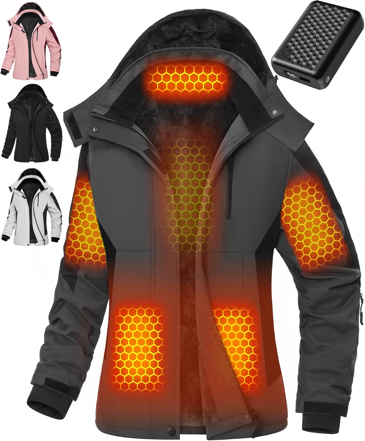 Wulcea Graphene Heated Jacket For Women 12V 18400mAh Fast Charge With Large Capa...