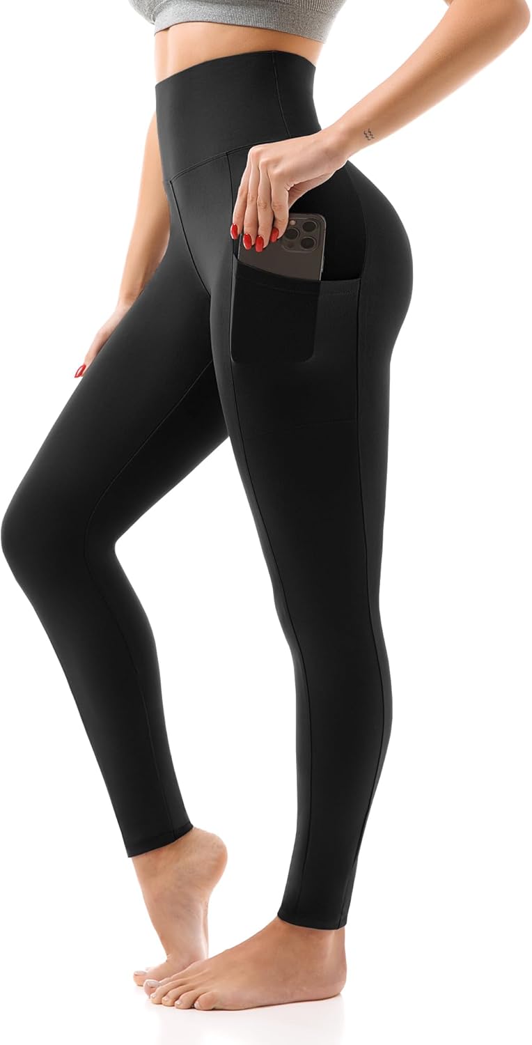 SINOPHANT High Waisted Leggings with Pockets Women, Full Length Capri Buttery So...