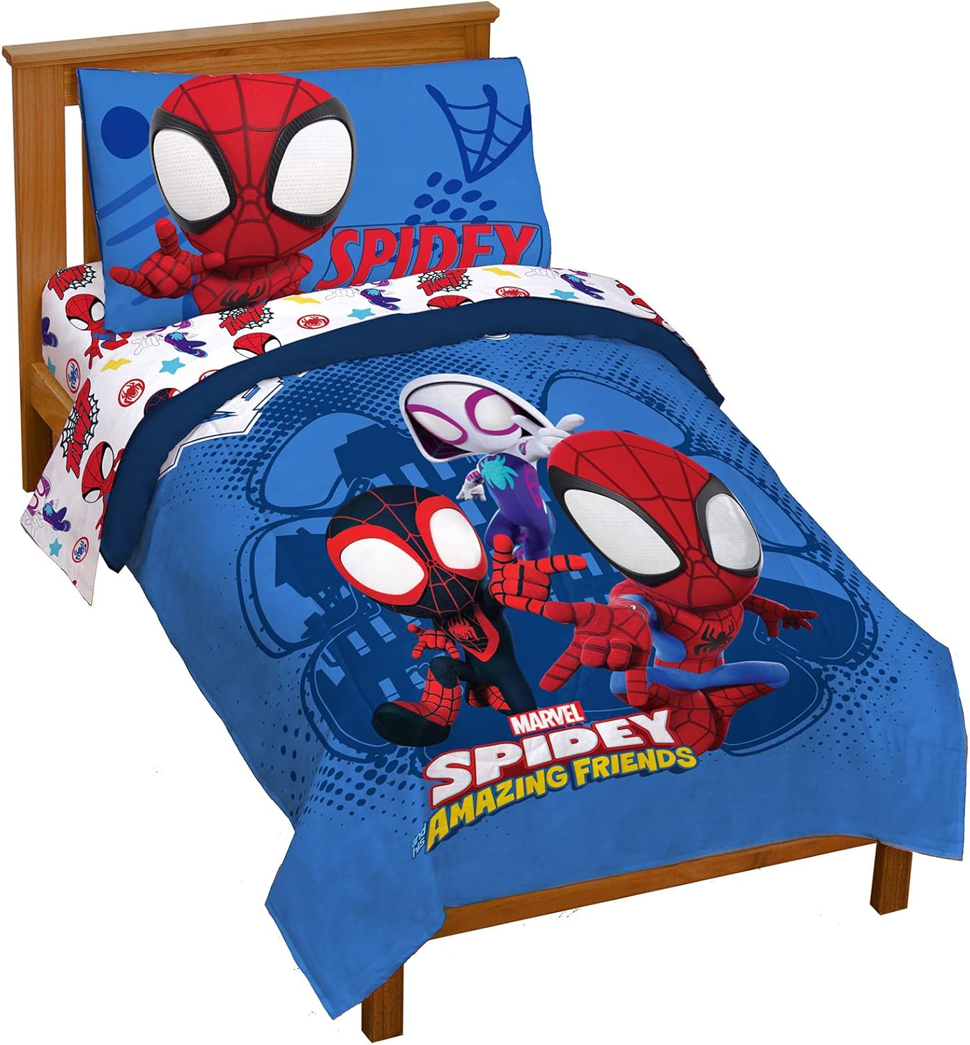 Jay Franco Marvel Spidey Toddler Size Bed Set, Special 4 Piece Bedding for Kids,...