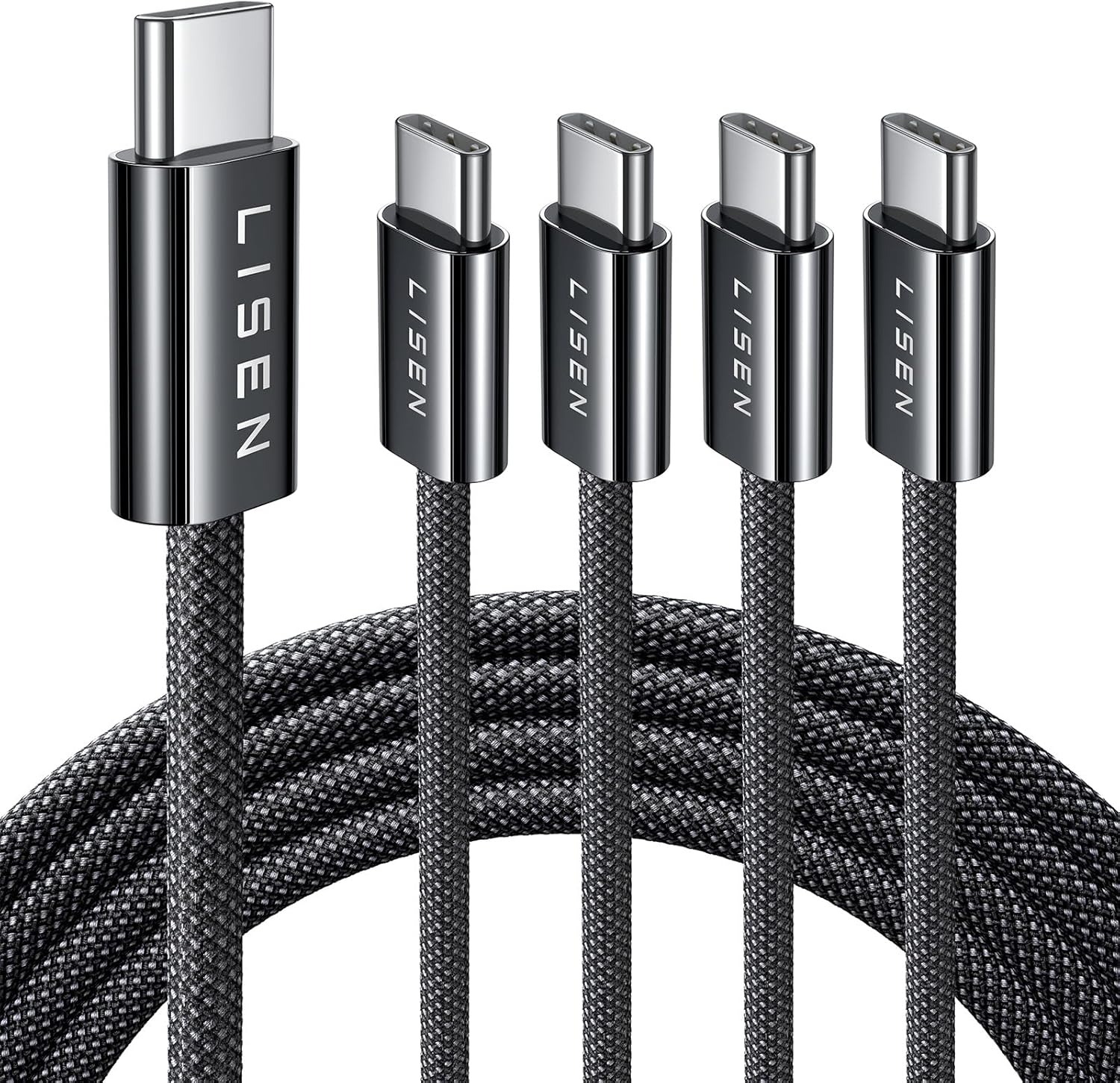 LISEN C to C Charger Cable Pack, 0.5M, 1M, 2M, 3M - 60W (3.1A) USB C to USB C Fa...