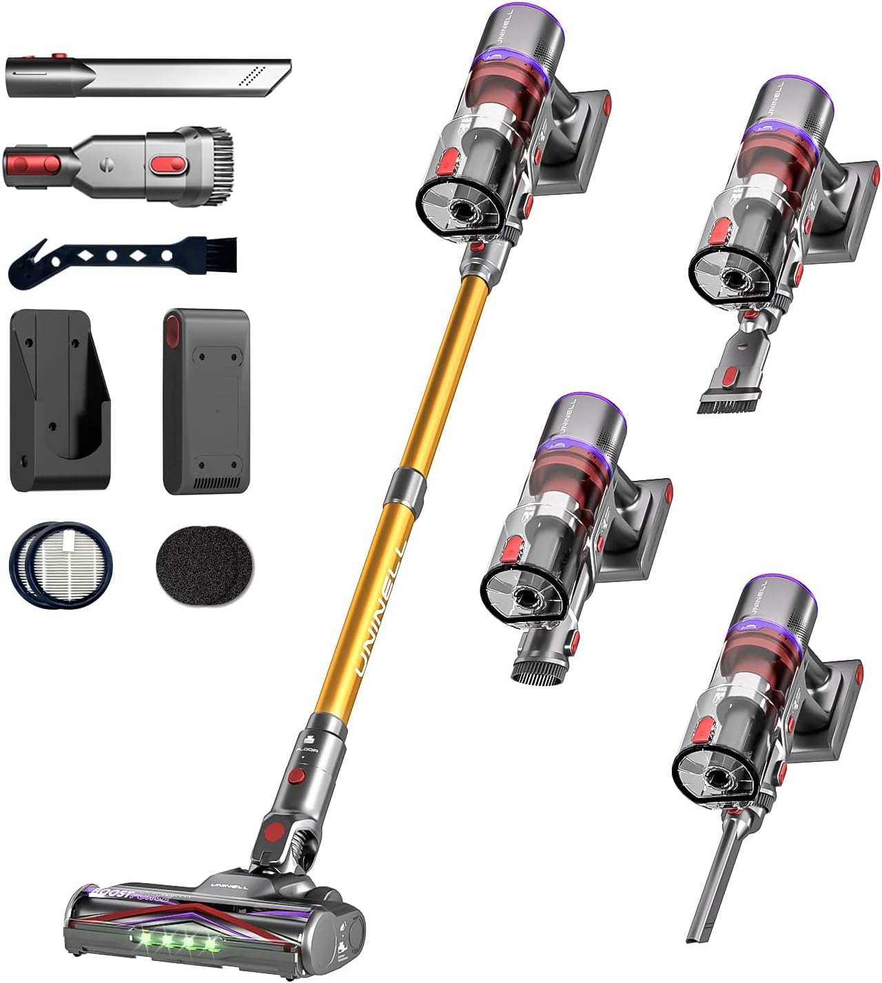 UNINELL HOME Cordless Rechargeable Vacuum Cleaner with Wall Mount Charging, 48Kp...