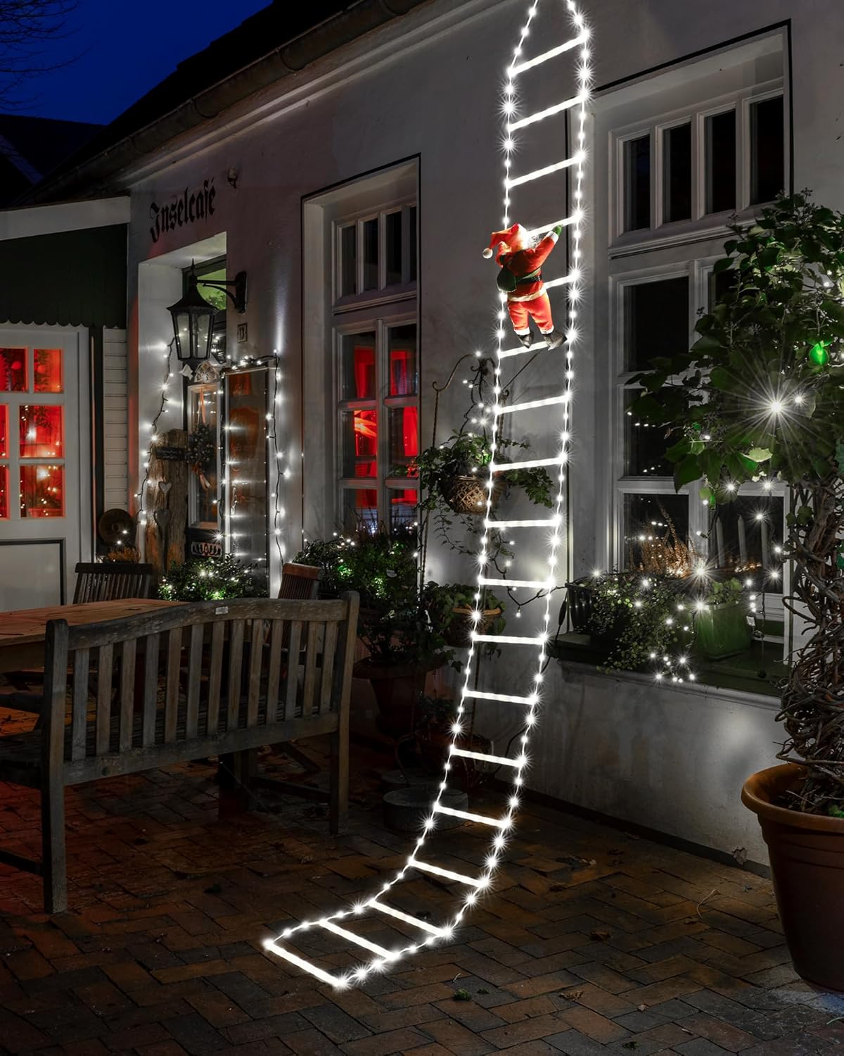 9.9Ft Christmas Ladder Lights with Santa Claus - 338 LED Christmas Lights, 8 Mod...
