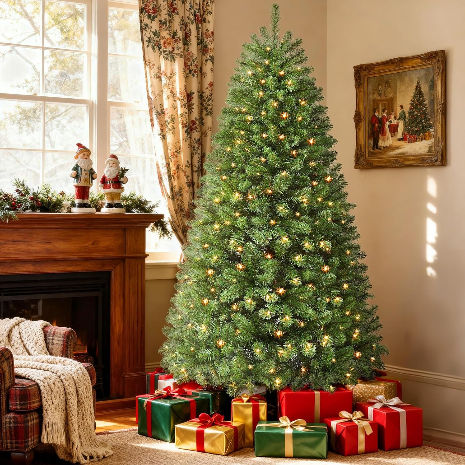 SHareconn Artificial Christmas Tree, Premium Pre Lit Christmas Tree with 320 LED...