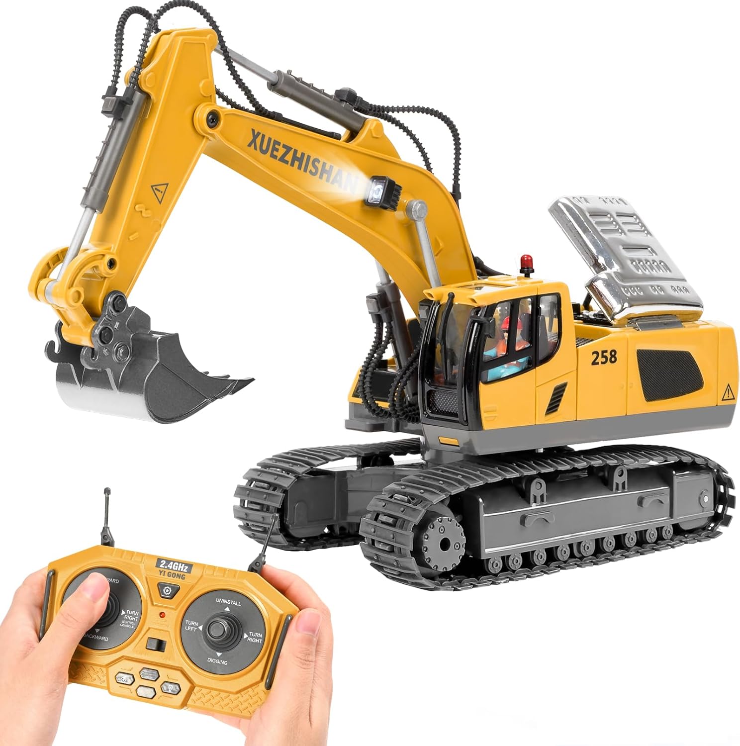 Remote Control Excavator Toys for Boys Turns 680-degree 2 Batteries Metal Shovel...