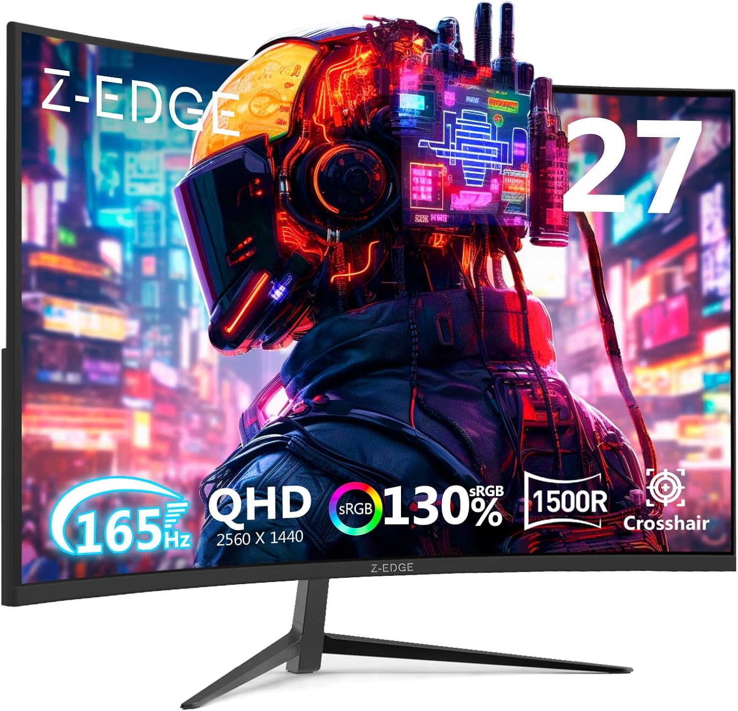 Z-Edge 27 Inch QHD Curved Gaming Monitor 165Hz 1ms MPRT 2K 2560x1440 16:9 Curved...