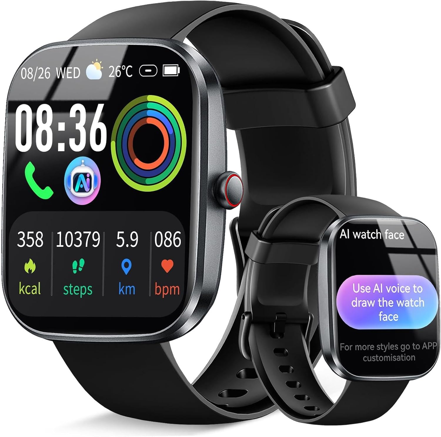 AI Smart Watch Bluetooth 5.4 Calling, 1.91" ChatGPT Smartwatch Men Women, AI Voi...