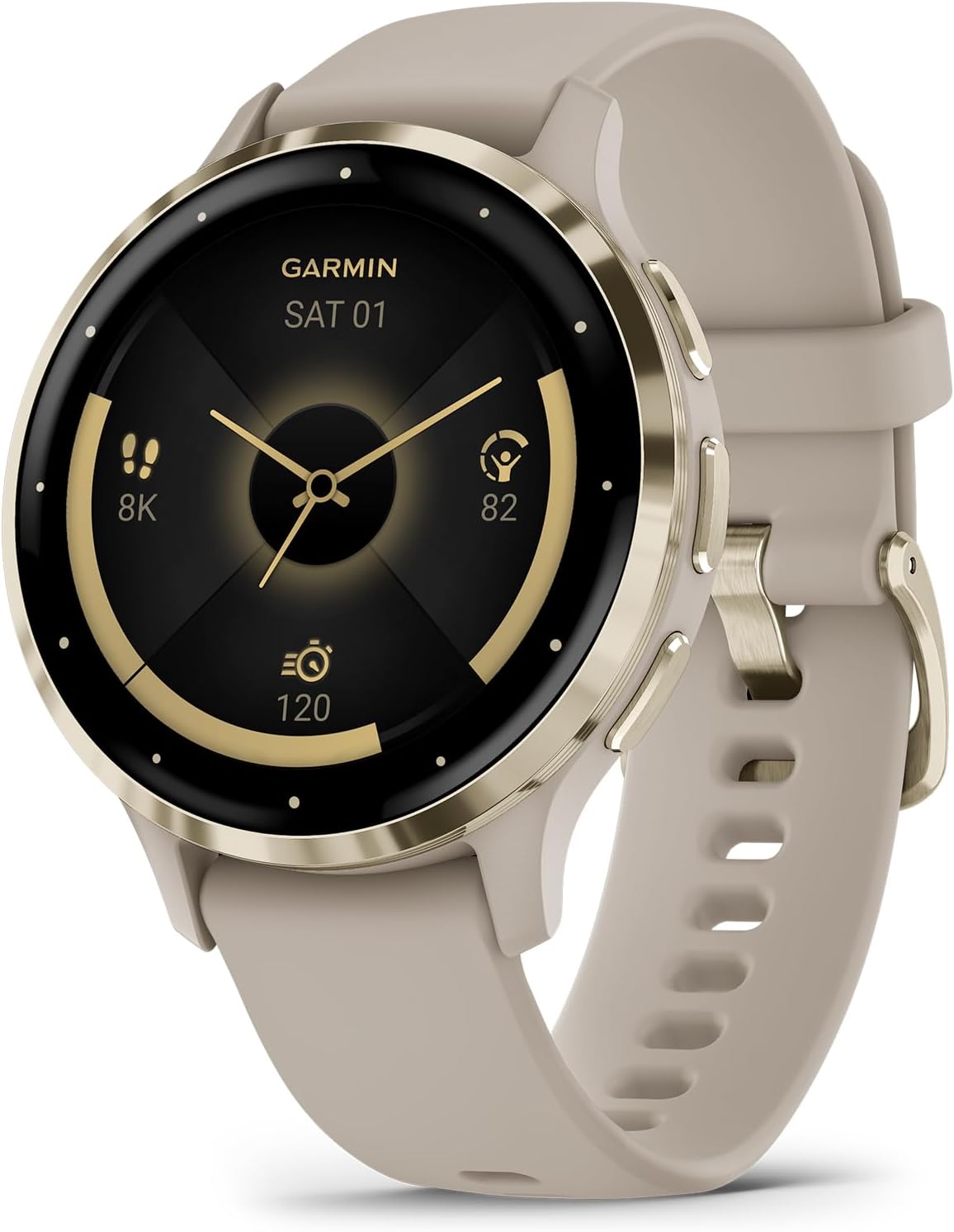 Garmin Venu 3S Soft Gold Stainless Steel Bezel 1.2-Inch AMOLED Touchscreen Displ...