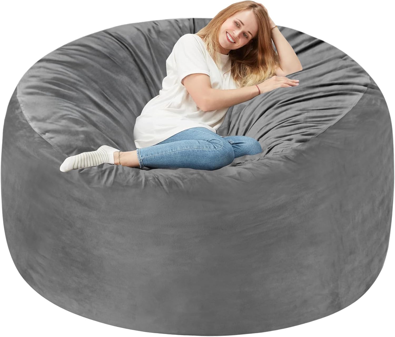 Homguava 6FT Bean Bag Chair Giant BeanBag with Memory Foam Filled, Large Bean Ba...