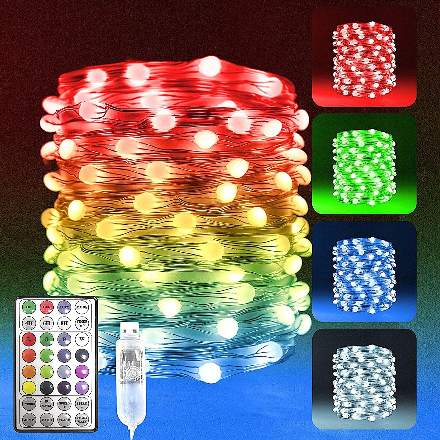 Eambrite Colour Changing Fairy Lights with 8 Lighting Modes 100 LEDs RGB String...