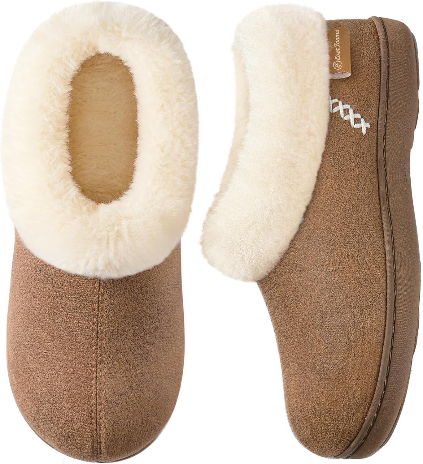 EverFoams Women's Microsuede Cozy Memory Foam Winter Slippers with Fuzzy Faux Fu...