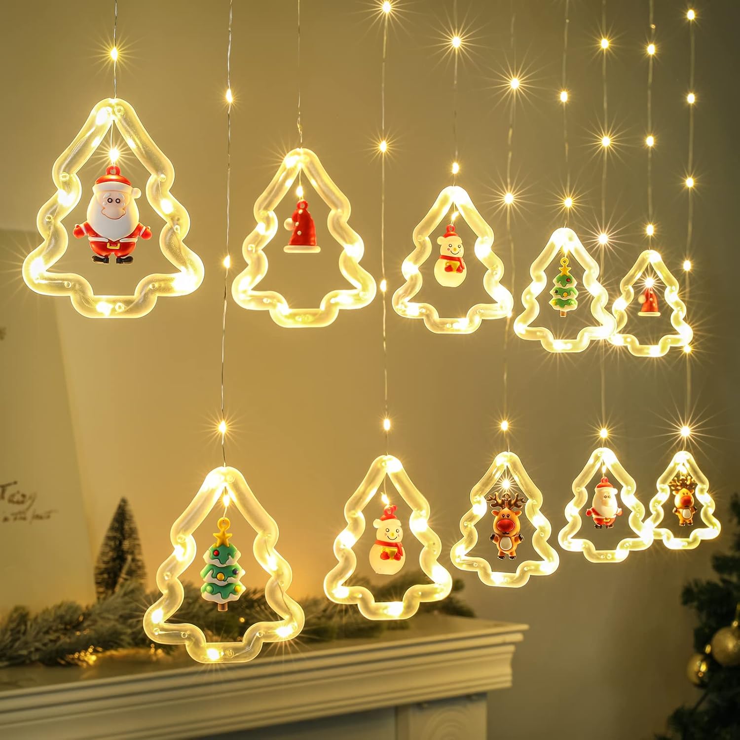 BLOOMWIN Christmas Window Lights, Special Christmas Curtain Lights for Winter De...