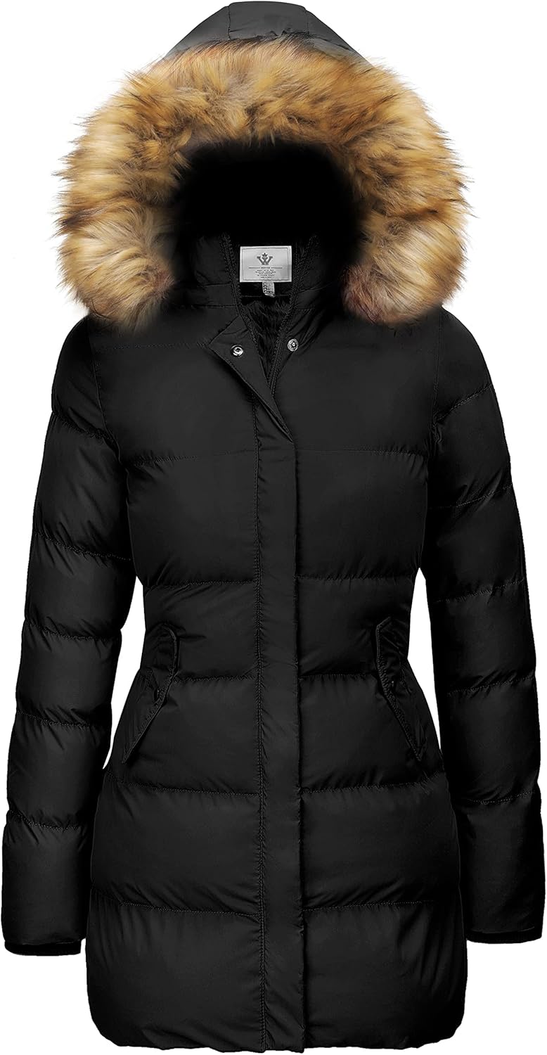 WenVen Women's Winter Thicken Puffer Coat Warm Jacket with Faux Fur Removable Ho...