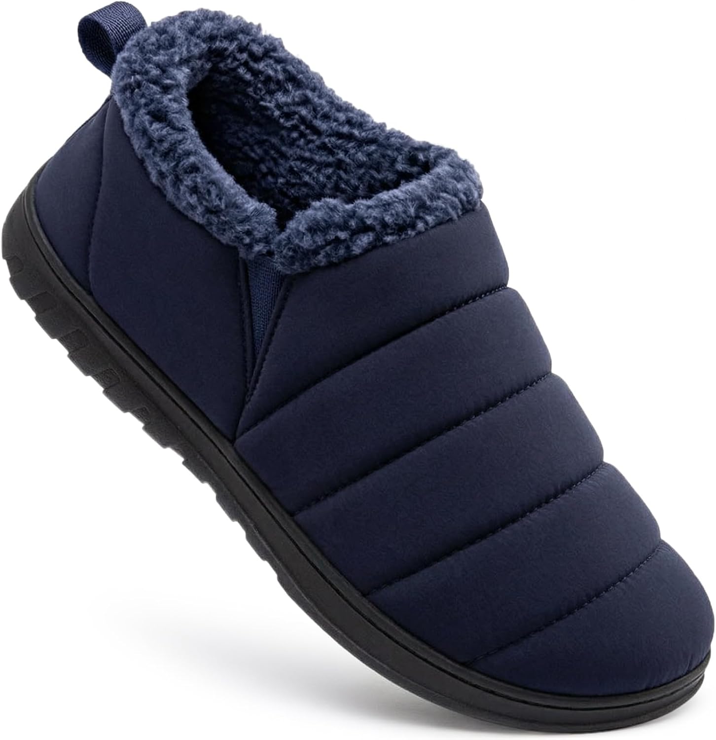 VeraCosy Men's Warm Quilted Memory Foam Ankle Mule Slippers with Elastic Gores 1...