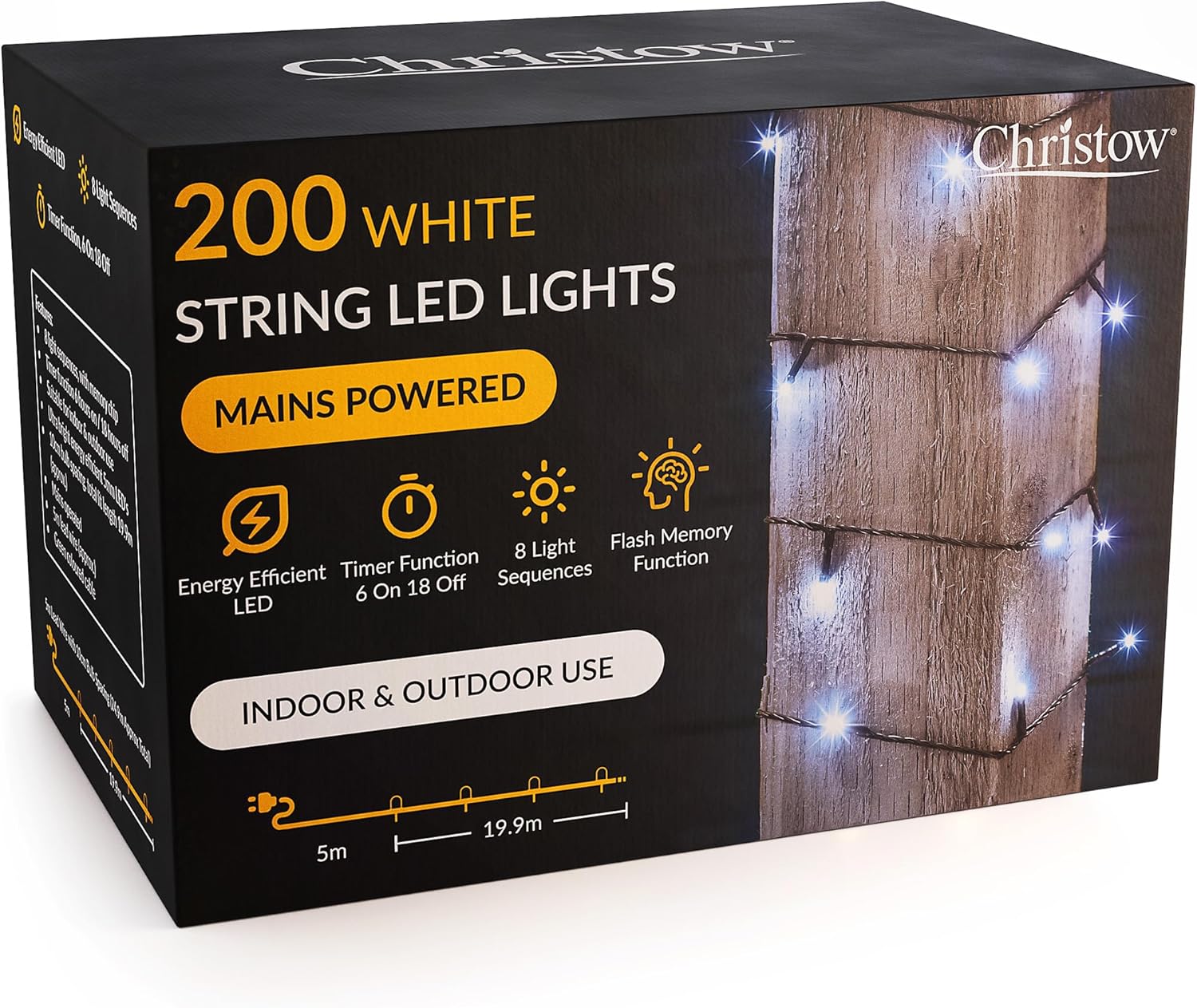CHRISTOW Christmas Fairy Lights, White LED String Lighting with Timer, Indoor &...