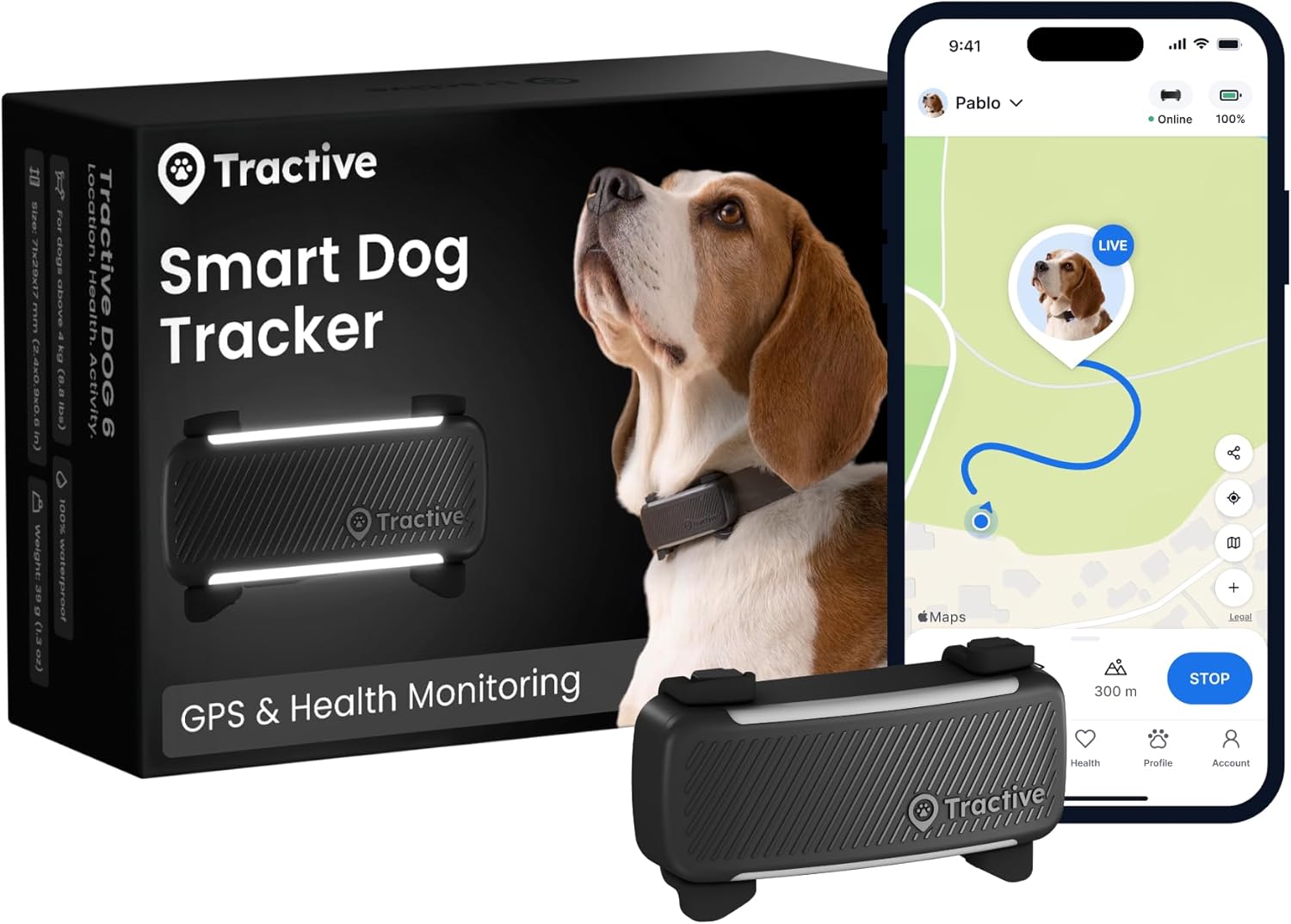 Tractive Smart Dog Tracker | 2025 Edition | Real-time GPS Tracking | Escape & He...