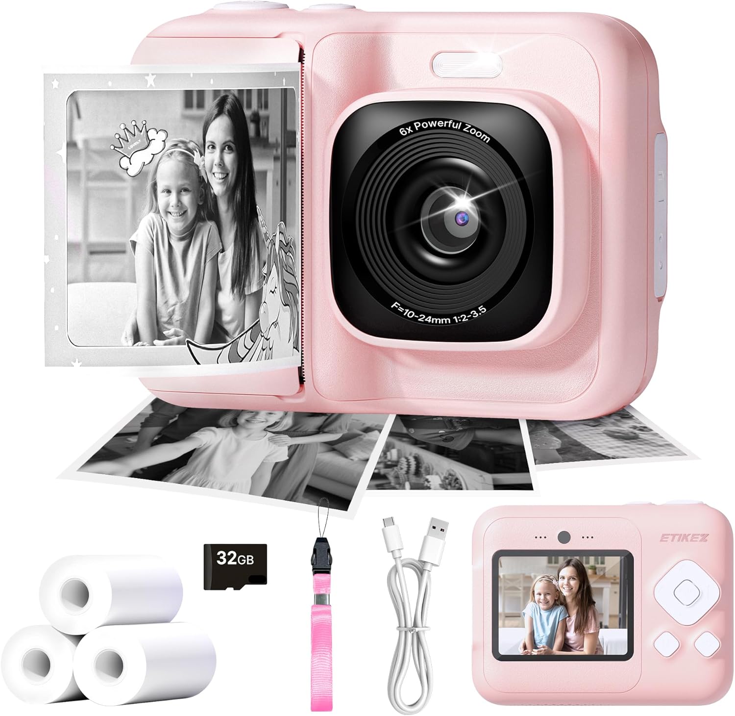 Kids Camera, 1080P Instant Digital Print Camera for Kids, Christmas Birthday Gif...