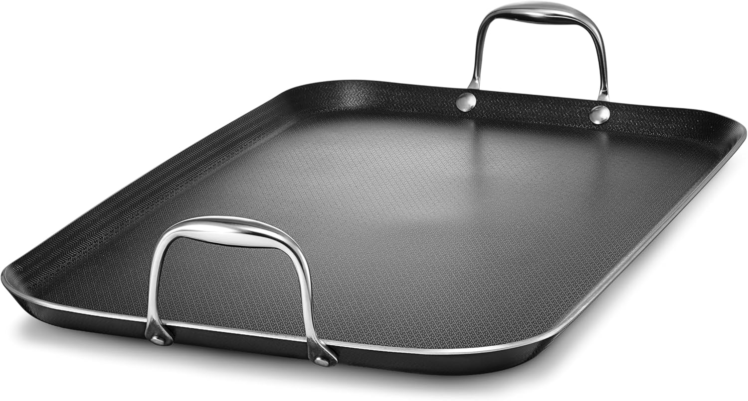 Premium HexClad Hybrid Nonstick Griddle, Unique Double Burner Griddle With Stay-...