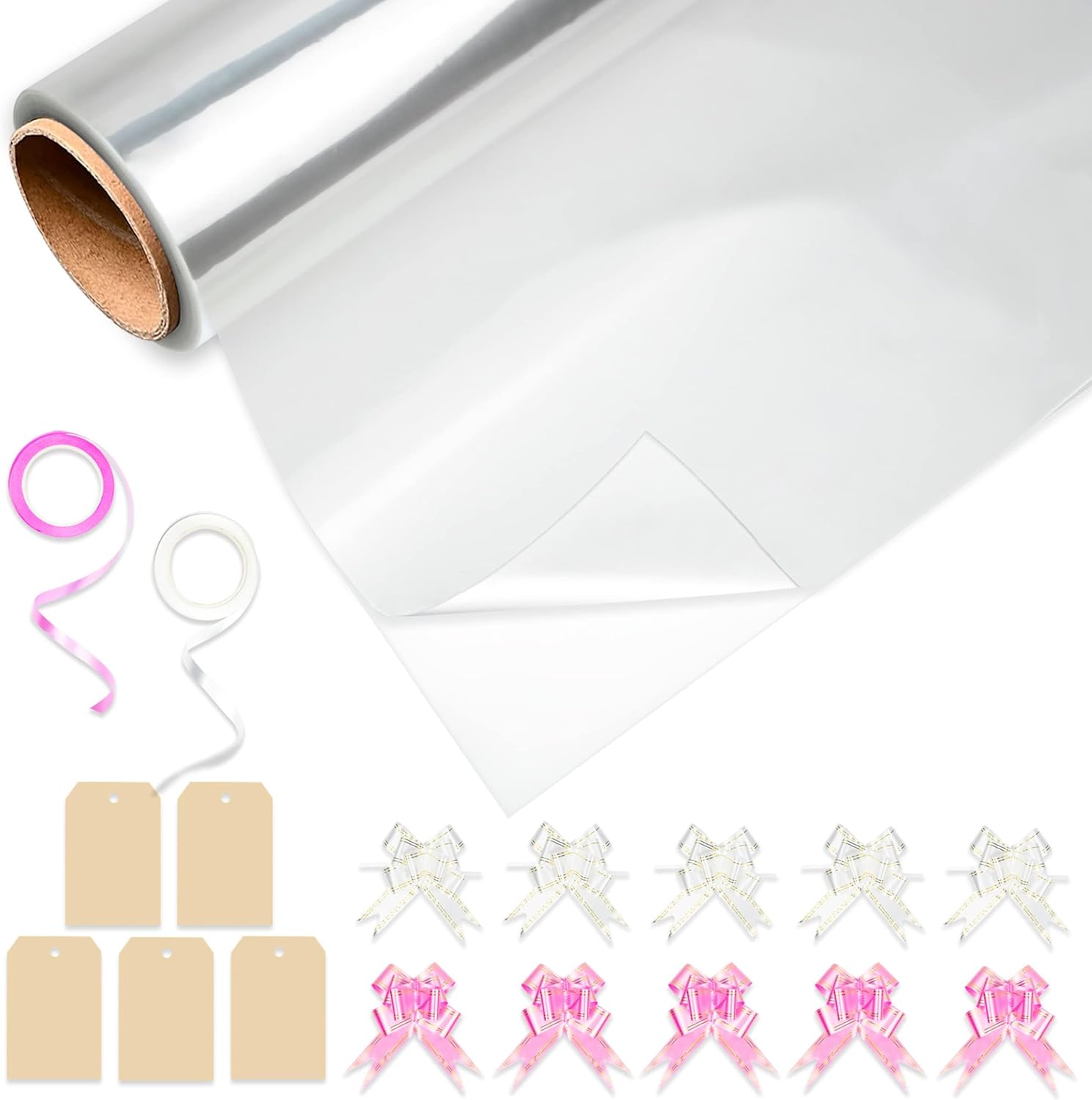 Huruc Clear Cellophane Wrap, Special Cellophane Wrap Roll 80cm x 30m, Unique Fol...