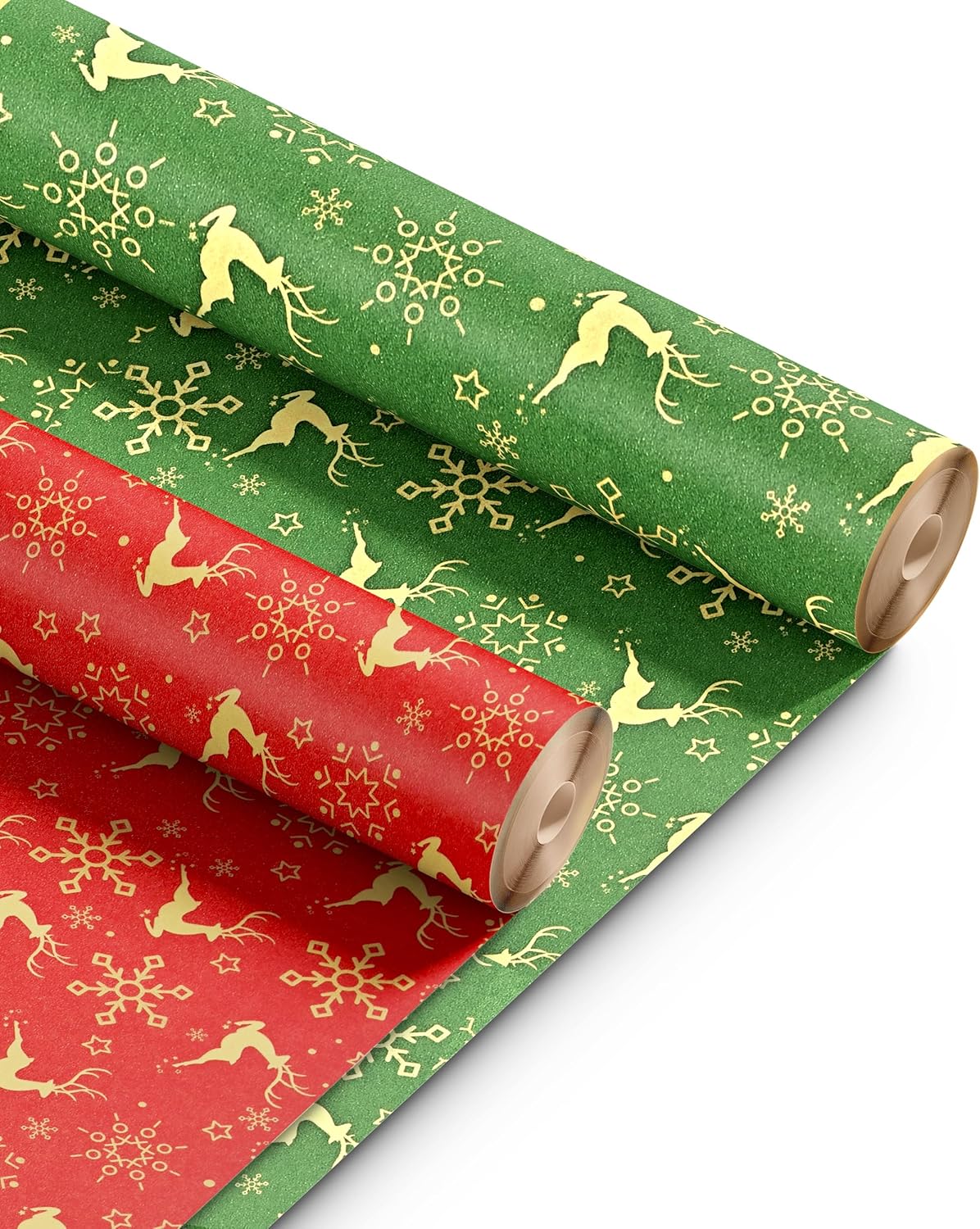 Kraft & Co 2 Pack Christmas Wrapping Paper Roll - Festive Designed Recyclable Kr...