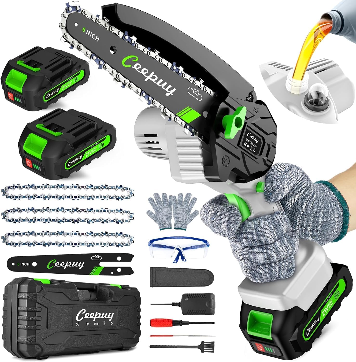 Mini Chainsaw Cordless,6 Inch Portable Electric Chainsaw with Automatic Oiler/Se...