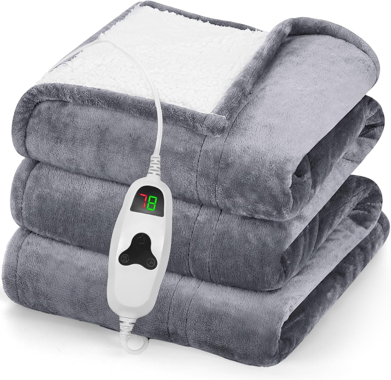 greenoak Heated Blanket Electric Throw, Soft Fleece Heating Blanket with 10 Heat...