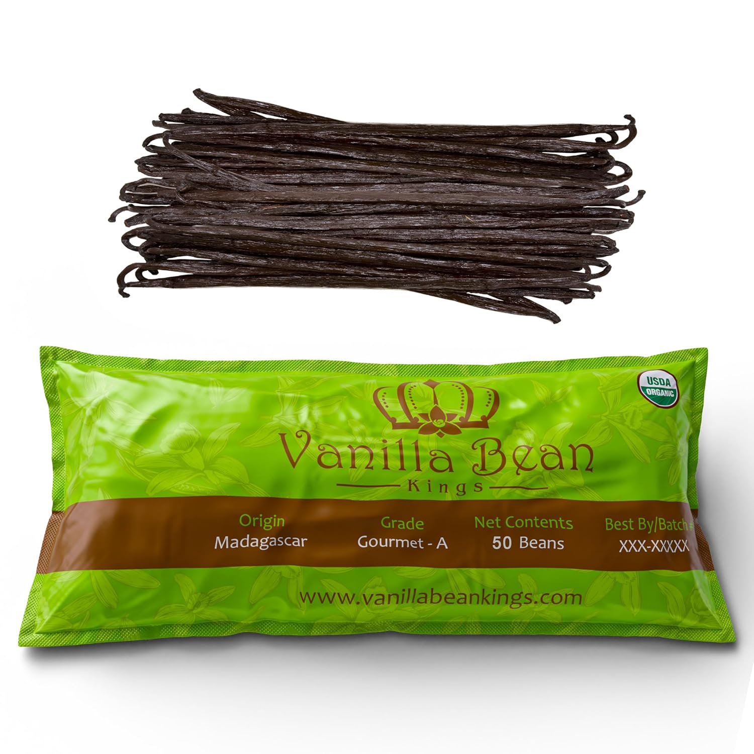 50 Organic Madagascar Vanilla Beans. Whole Grade A Vanilla Pods for Vanilla Extr...