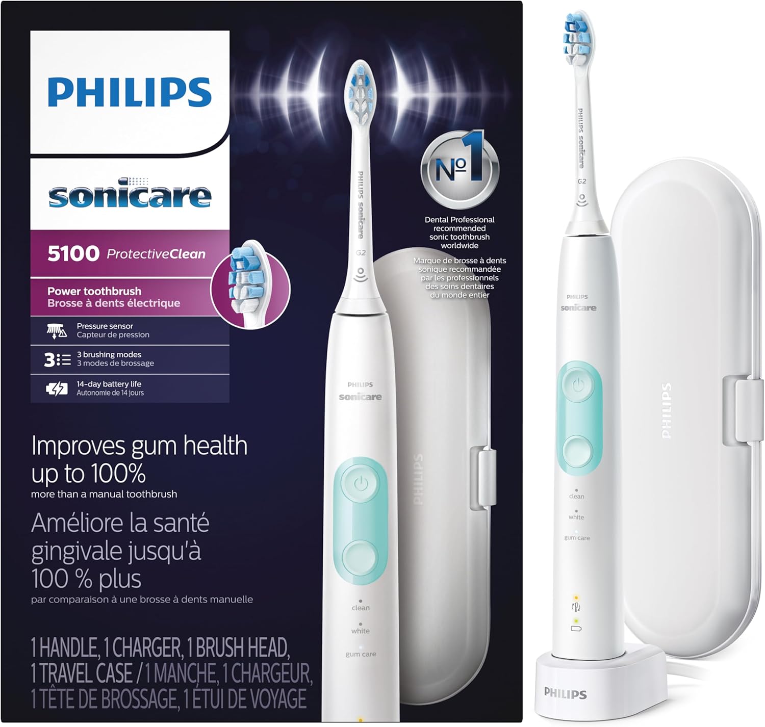 Philips Sonicare ProtectiveClean 5100 Rechargeable Electric Toothbrush, with Pre...