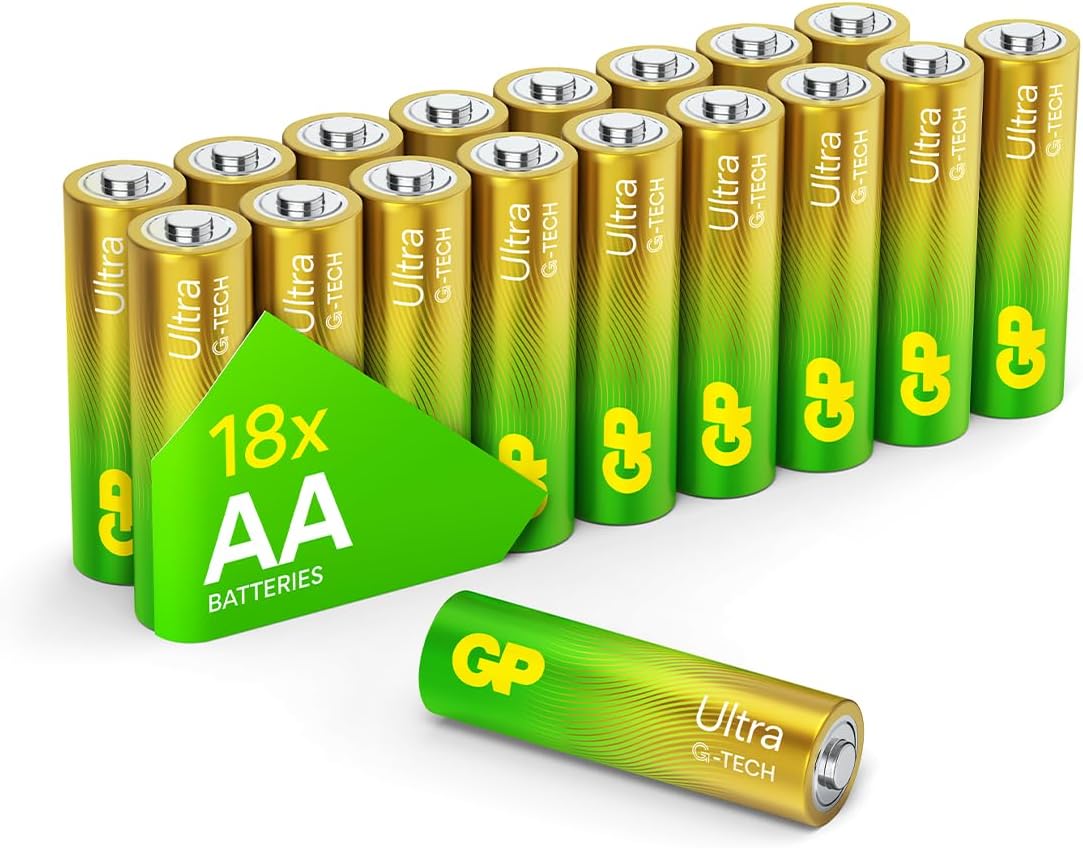 GP Batteries AA batteries AA pack of 18 Ultra Alkaline disposable double aa batt...