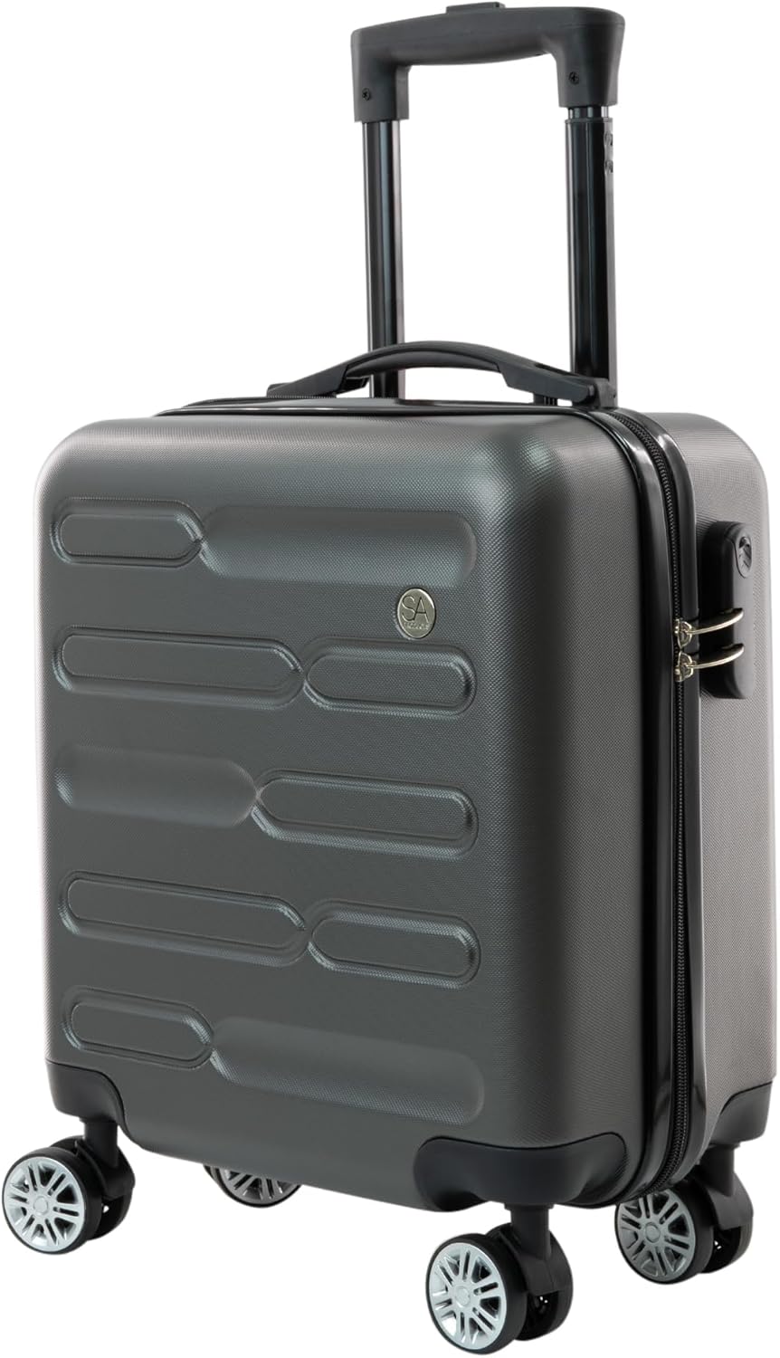 SA Products Grey Cabin Suitcase 45x36x20cm - Lightweight Hardshell Carry On Lugg...